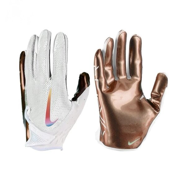 Nike Men' Sz M White/Iridescent Vapor Jet 7.0 Wide-Receiver Football Gloves - Picture 1 of 7
